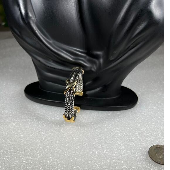 Silver Gold Tone Twisted Metal Bracelet Cuff Deadstock New in pack - Picture 14 of 16